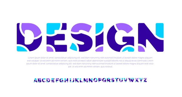 Moderno Creativo Minimale Astratto Digitale Colorato Alfabeto Font Design Template — Vettoriale Stock
