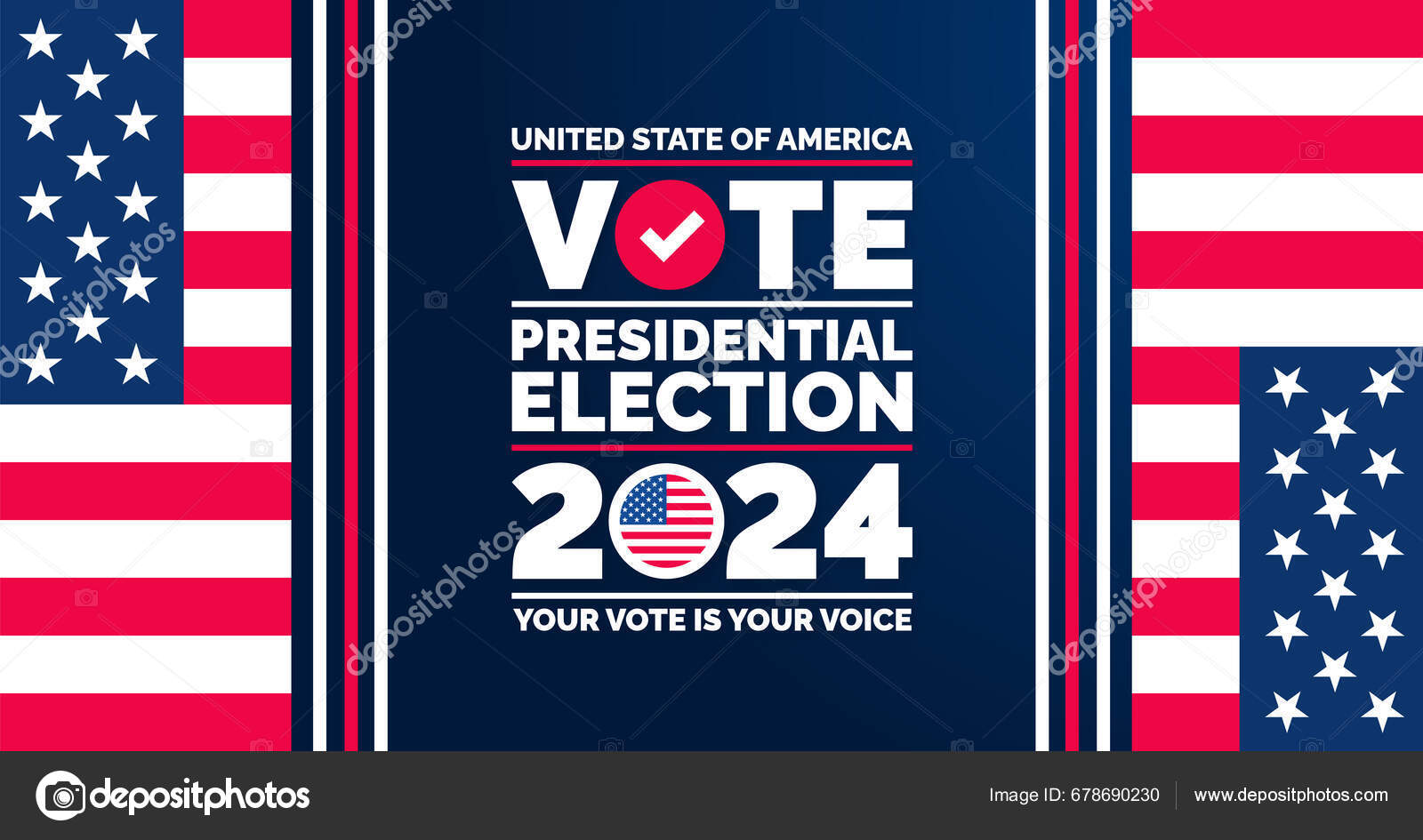 Presidential Election 2024 Background Design Template Usa Flag Vote Usa