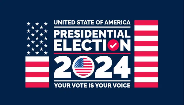 Президентські Вибори 2024 Року Фоні Дизайну Прапором Сша Голосуйте Дизайн — стоковий вектор