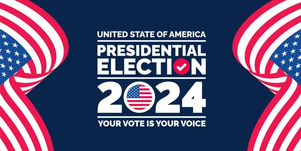 Президентські Вибори 2024 Року Фоні Дизайну Прапором Сша Голосуйте Дизайн — стоковий вектор