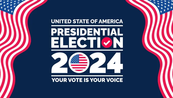 Eleição Presidencial 2024 Modelo Design Fundo Com Bandeira Dos Eua —  Vetores de Stock