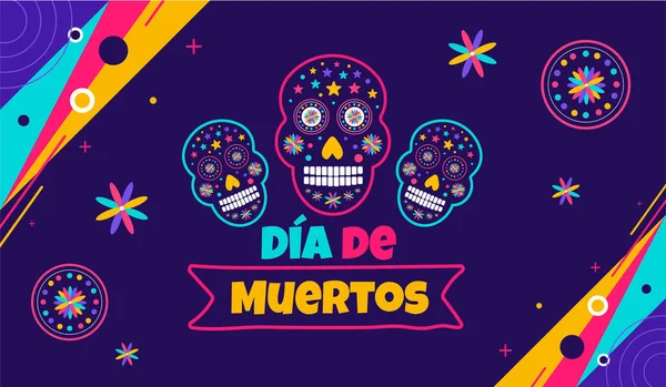 Tag Der Toten Dia Los Muertos Muertos Bunte Mexikanische Totenkopf — Stockvektor