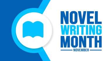 Kasım, Ulusal Roman Yazma Ayı şablonu. Tatil konsepti. arkaplan, pankart, kart ve yazı ve standart renkte poster tasarım şablonu. vektör