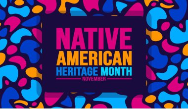 November is Native american heritage month background template. American Indian culture Celebrate annual in United States. use to banner, placard, card, poster design template with text inscription. clipart