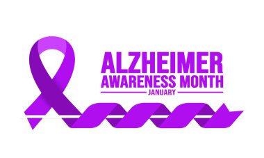 Ocak, Alzheimer Farkındalık Ayı şablonu. Tatil konsepti. arkaplan, pankart, kart ve yazı ve standart renkte poster tasarım şablonu. vektör illüstrasyonu.