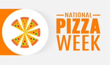 Ocak, Pizza Haftası 'nın arka plan şablonu. Tatil konsepti. arkaplan, pankart, kart ve yazı ve standart renkte poster tasarım şablonu. vektör illüstrasyonu.