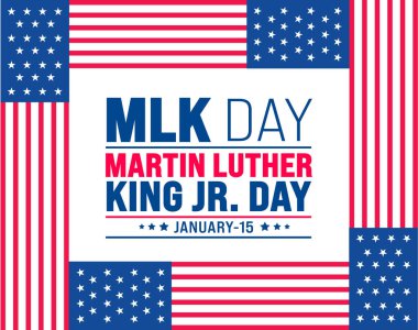 Martin Luther King, Jr. Day ya da MLK Günü arkaplan tasarım şablonu kullanımı arka plan, pankart, kart, kitap kapağı ve metin yazımı ve standart renk ile poster tasarım şablonu. vektör