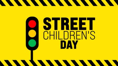 Arka plan, afiş, pankart, kart, kitap kapağı ve yazı ve standart renkte poster tasarım şablonu için Street Children 's Day tasarım şablonu kullanımı. vektör