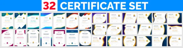 Mezuniyet sertifikası için 32 Koleksiyon Diploması Şablonu 'ndan oluşan büyük bir mega set. peyzaj ve portre eğitimi mezuniyeti veya kurs tamamlama sertifikası