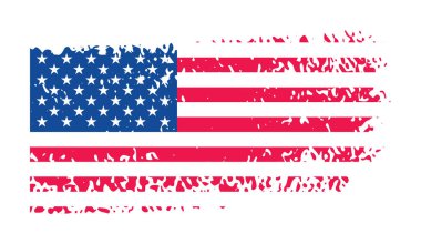 Suluboya fırça darbelerine sahip Amerika Birleşik Devletleri bayrağı desen ya da grunge doku tasarımı. Grunge US Flag vuruş efekti. ABD bayrak fırçası boyası 4 Temmuz Amerika Başkanları Günü 'nde kullanıldı.