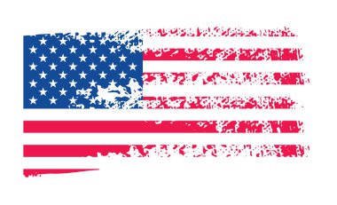 Suluboya fırça darbelerine sahip Amerika Birleşik Devletleri bayrağı desen ya da grunge doku tasarımı. Grunge US Flag vuruş efekti. ABD bayrak fırçası boyası 4 Temmuz Amerika Başkanları Günü 'nde kullanıldı.