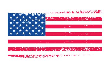 Suluboya fırça darbelerine sahip Amerika Birleşik Devletleri bayrağı desen ya da grunge doku tasarımı. Grunge US Flag vuruş efekti. ABD bayrak fırçası boyası 4 Temmuz Amerika Başkanları Günü 'nde kullanıldı.