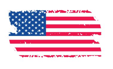 Suluboya fırça darbelerine sahip Amerika Birleşik Devletleri bayrağı desen ya da grunge doku tasarımı. Grunge US Flag vuruş efekti. ABD bayrak fırçası boyası 4 Temmuz Amerika Başkanları Günü 'nde kullanıldı.