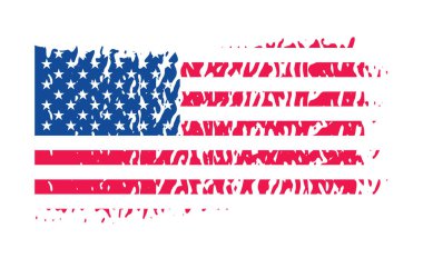 Suluboya fırça darbelerine sahip Amerika Birleşik Devletleri bayrağı desen ya da grunge doku tasarımı. Grunge US Flag vuruş efekti. ABD bayrak fırçası boyası 4 Temmuz Amerika Başkanları Günü 'nde kullanıldı.