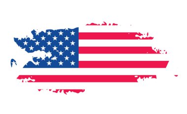Suluboya fırça darbelerine sahip Amerika Birleşik Devletleri bayrağı desen ya da grunge doku tasarımı. Grunge US Flag vuruş efekti. ABD bayrak fırçası boyası 4 Temmuz Amerika Başkanları Günü 'nde kullanıldı.