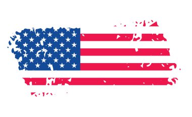 Grunge US Flag fırça darbesi etkisi ya da suluboya fırça darbeleri desenli Amerikan bayrağı kırmızı ve mavi renk. Grunge desen tasarımı USA Flag. vektör illüstrasyonu.