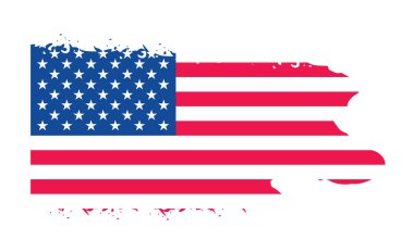 Grunge US Flag fırça darbesi etkisi ya da suluboya fırça darbeleri desenli Amerikan bayrağı kırmızı ve mavi renk. Grunge desen tasarımı USA Flag. vektör illüstrasyonu.