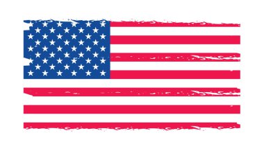 Grunge US Flag fırça darbesi etkisi ya da suluboya fırça darbeleri desenli Amerikan bayrağı kırmızı ve mavi renk. Grunge desen tasarımı USA Flag. vektör illüstrasyonu.