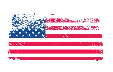 Grunge US Flag fırça darbesi etkisi ya da suluboya fırça darbeleri desenli Amerikan bayrağı kırmızı ve mavi renk. Grunge desen tasarımı USA Flag. vektör illüstrasyonu.