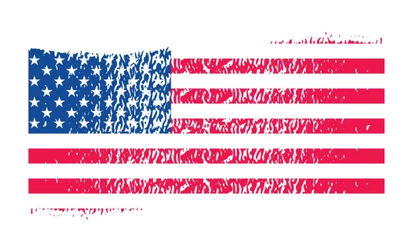 Flagge Der Vereinigten Staaten Von Amerika Mit Aquarell Pinselstrich Textur — Stockvektor