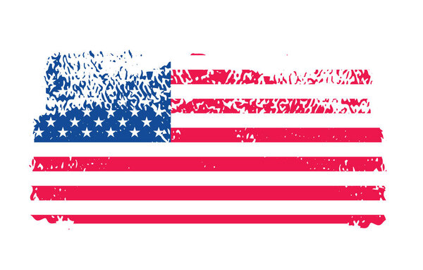 Grunge US Flag brush stroke effect or United States of America flag with watercolor paint brush strokes texture design red and blue color. grunge texture design  USA Flag. vector illustration.