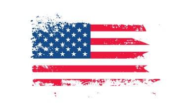 Grunge US Flag vuruş efekti. ABD bayrak fırçası boyası 4 Temmuz Amerika Başkanları Günü 'nde kullanıldı. Suluboya boya fırça darbelerine sahip Amerika Birleşik Devletleri bayrağı desen veya grunge doku tasarımı. 