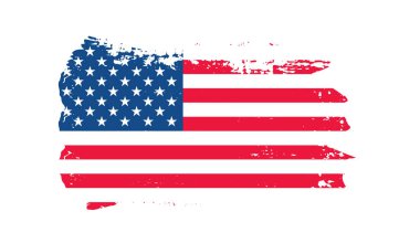 Grunge US Flag vuruş efekti. ABD bayrak fırçası boyası 4 Temmuz Amerika Başkanları Günü 'nde kullanıldı. Suluboya boya fırça darbelerine sahip Amerika Birleşik Devletleri bayrağı desen veya grunge doku tasarımı. 
