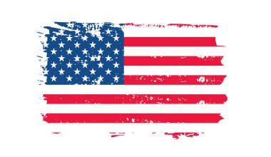 Grunge US Flag vuruş efekti. ABD bayrak fırçası boyası 4 Temmuz Amerika Başkanları Günü 'nde kullanıldı. Suluboya boya fırça darbelerine sahip Amerika Birleşik Devletleri bayrağı desen veya grunge doku tasarımı. 