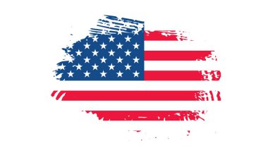 Grunge US Flag vuruş efekti. ABD bayrak fırçası boyası 4 Temmuz Amerika Başkanları Günü 'nde kullanıldı. Suluboya boya fırça darbelerine sahip Amerika Birleşik Devletleri bayrağı desen veya grunge doku tasarımı. 