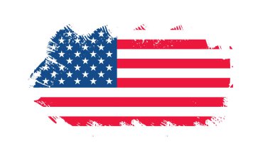 Grunge US Flag vuruş efekti. ABD bayrak fırçası boyası 4 Temmuz Amerika Başkanları Günü 'nde kullanıldı. Suluboya boya fırça darbelerine sahip Amerika Birleşik Devletleri bayrağı desen veya grunge doku tasarımı. 