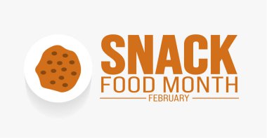 Şubat ayındaki Ulusal Atıştırmalık Yiyecek Ay şablonu. Tatil konsepti. arkaplan, pankart, kart ve poster tasarım şablonu.