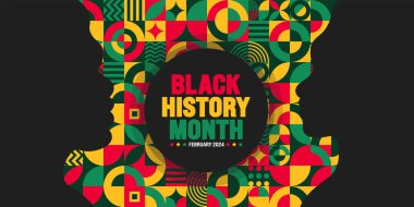 Afro-Amerikan Siyahi tarihi renkli harflerle dolu bir ay. Amerika Birleşik Devletleri ve Kanada 'da Şubat ayını kutluyoruz. Haziran Bağımsızlık Günü 'nde. Kwanzaa. pankart, poster, kapak için kullan.