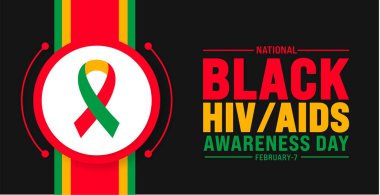 February is National Black HIV AIDS Awareness Day background template with USA flag theme concept. Holiday concept. use to background, banner, placard, card, and poster design template clipart