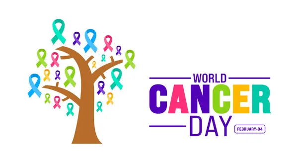Februari World Cancer Day Achtergrond Template Met Vlag Thema Concept — Stockvector