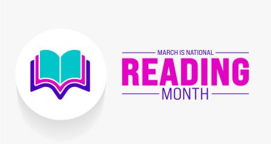 March, kitap vektörü tasarım şablonu ile Ulusal Okuma Ayı arka planıdır. Tatil konsepti. arkaplan, pankart, kart ve metin yazma ile poster tasarım şablonu için kullan.