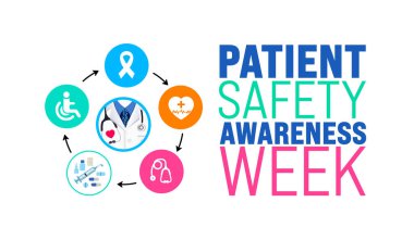 March, Hasta Güvenliği Farkındalığı Haftası şablonu. Tatil konsepti. arkaplan, pankart, kart ve yazı ve standart renk içeren poster tasarım şablonu için kullan. vektör