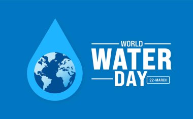 22 Mart Dünya Su Günü arka plan tasarım şablonu. Dünya Su Günü, su ve ekoloji kavramını soyut su damlası arkaplanı ile kaydet.