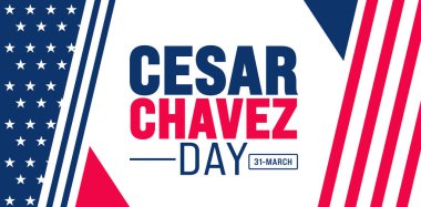 March Cesar Chavez Günü 'nün arka plan şablonu. Tatil konsepti. arkaplan, pankart, kart ve yazı ve standart renk içeren poster tasarım şablonu için kullan. vektör illüstrasyonu.