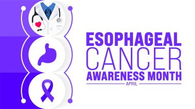 April, Esophageal Kanser Farkındalığı Ay şablonu. Tatil konsepti. arkaplan, pankart, kart ve yazı ve standart renk içeren poster tasarım şablonu için kullan. vektör