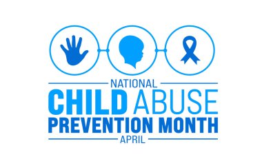 Nisan, Ulusal Çocuk İstismarı Önleme Ayı şablonu. Tatil konsepti. Metin yazma ve standart renk ile arkaplan, pankart, kart ve poster tasarım şablonu için kullan.