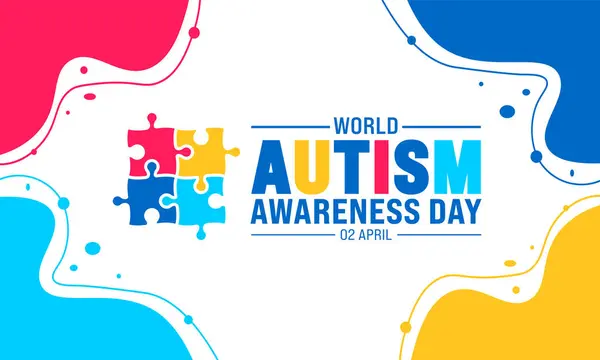 stock vector 2 April world Autism Awareness Day colorful Puzzle icon banner or background design template.