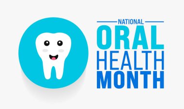 Nisan, Ulusal Ağız Sağlığı Ayının arka plan şablonu. Tatil konsepti. arkaplan, pankart, kart ve yazı ve standart renk içeren poster tasarım şablonu için kullan. vektör