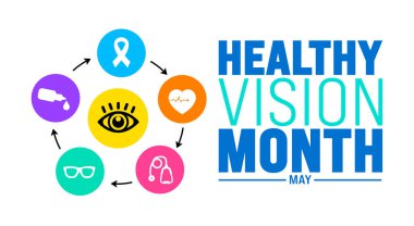 Mayıs, Sağlıklı Görüş Ayı arka plan şablonu. Tatil konsepti. arkaplan, pankart, kart ve yazı ve standart renk içeren poster tasarım şablonu için kullan. vektör illüstrasyonu.