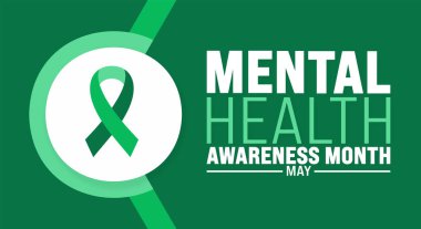 May, Akıl Sağlığı Farkındalığı Ayının şablonu. Tatil konsepti. arkaplan, pankart, kart ve yazı ve standart renk içeren poster tasarım şablonu için kullan. vektör