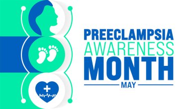 Mayıs, preeklampsi farkındalık ayının arka plan şablonu. Tatil konsepti. arkaplan, pankart, kart ve yazı ve standart renk içeren poster tasarım şablonu için kullan. vektör