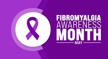 Mayıs, Fibromiyalji Farkındalık Ayı 'nın arka plan şablonu. Tatil konsepti. arkaplan, pankart, kart ve yazı ve standart renk içeren poster tasarım şablonu için kullan. vektör