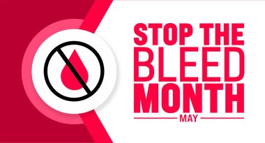 Mayıs, Ulusal Kanama Ayını Durdurma şablonu. Tatil konsepti. arkaplan, pankart, kart ve yazı ve standart renk içeren poster tasarım şablonu için kullan. vektör