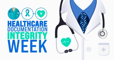 Sağlık Hizmetleri Belgelendirme Bütünlüğü Haftası şablonu. Tatil konsepti. arkaplan, pankart, kart ve yazı ve standart renk içeren poster tasarım şablonu için kullan. vektör