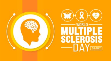 Dünya MS günü veya çoklu skleroz günü arkaplan şablonu. Tatil konsepti. arkaplan, pankart, kart ve yazı ve standart renk içeren poster tasarım şablonu için kullan. vektör