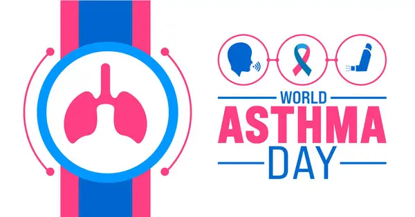 Mai Journée Mondiale Asthme Modèle Fond Concept Vacances Utiliser Pour — Image vectorielle